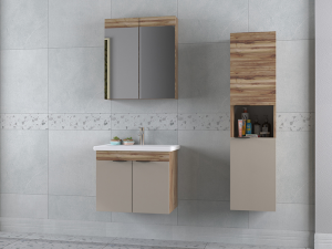 BİANİ FETHİYE 65 BANYO DOLABI VIOLIN LATTE +65 CM LAVABO