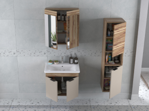BİANİ FETHİYE 65 BANYO DOLABI VIOLIN LATTE +65 CM LAVABO