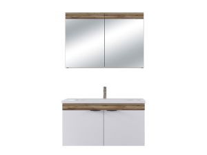 BİANİ FETHİYE BANYO DOLABI 100 CM VİOLİN MAT BEYAZ +100 CM LAVABO