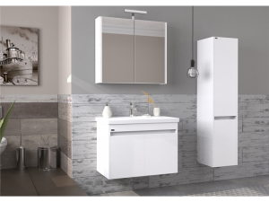 BİANİ  BODRUM BANYO DOLABI 80  MAT  BEYAZ +KALE  ETERNAL 80X45 LAVABO