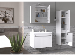 BİANİ  BODRUM BANYO DOLABI 80  MAT  BEYAZ +KALE  ETERNAL 80X45 LAVABO