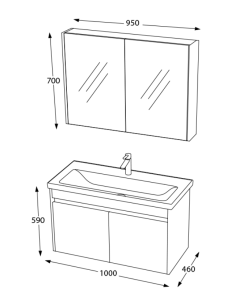 BİANİ  BODRUM 100 CM MAT BEYAZ BANYO DOLABI +KALE  ETERNAL100X45 LAVABO