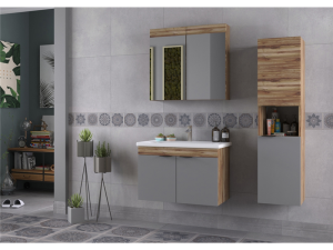 BİANİ FETHİYE 80 VİOLIN MAT GREY BANYO DOLABI