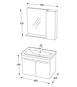 BİANİ AYDA 80 CM POPLAR BANYO DOLABI +80 CM LAVABO