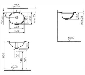 Arkitekt Tezgahaltı Lavabo 42 cm Beyaz