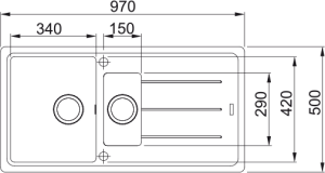 FRANKE BASIS BFG 651-97 STONE GREY  1,5 GÖZLÜ SAĞ/SOL DAMLALIKLI GRANİT EVİYE