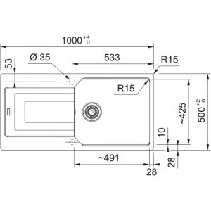 FRANKE URBAN UBG 611-100 BIANCO TEK GÖZLÜ DAMLALIKLI GRANİT EVİYE