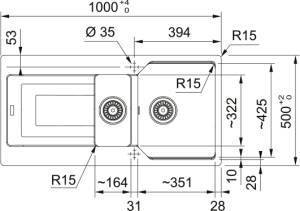 FRANKE URBAN  UBG 651-100 OYSTER 1,5 GÖZLÜ GRANİT EVİYE