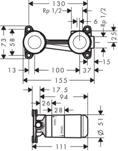 Hansgrohe İç set tek kollu lavabo bataryası, duvardan ankastre montaj için