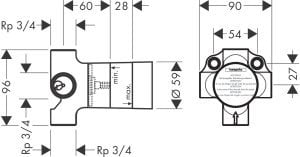 Hansgrohe İç set Quattro 4 yollu yönlendirici valf, ankastre montaj için
