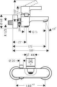 Hansgrohe Metris S Tek kollu banyo bataryası aplike