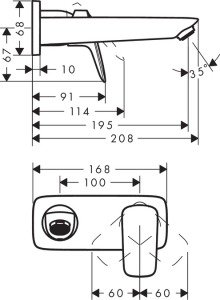 Hansgrohe Logis Tek kollu Lavabo bataryası ankastre duvara monte, 19.5 cm gaga ile