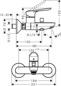 Hansgrohe Logis E Tek kollu banyo bataryası aplike