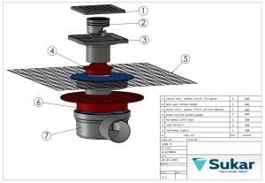 Sukar Line/9 15x15 Paslanmaz Çelik Çerçeveli Kare Yer Süzgeci