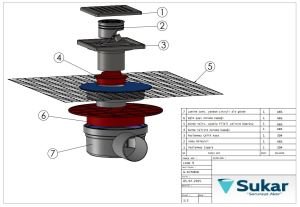 Sukar Line/9 10x10 Paslanmaz Çelik Çerçeveli Üzeri Cam Izgaralı Süzgeç