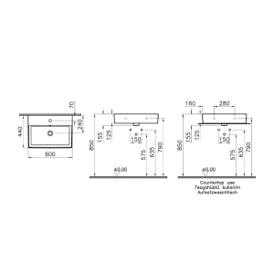 VitrA Nuo Dikdörtgen Lavabo 60cm