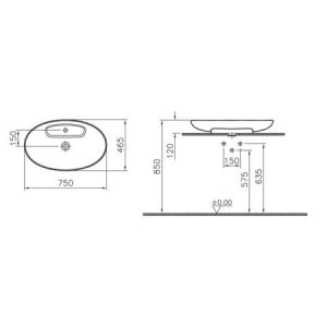 VitrA Memoria Lavabo 75 cm, Beyaz