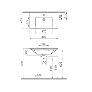 VitrA S50 Etajerli Lavabo 80 cm