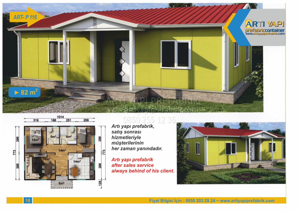 82m2 PREFABRİK EV MODEL NO : ARTP116
