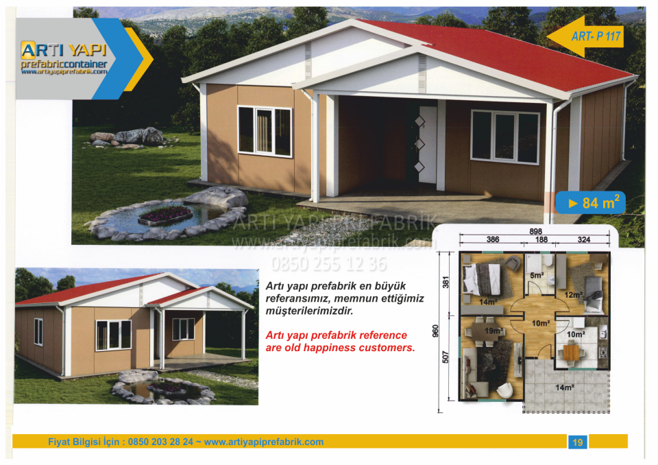 84m2 PREFABRİK EV MODEL NO : ARTP117