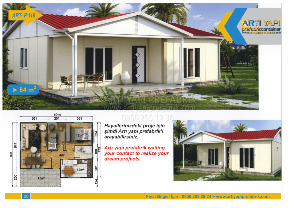 84m2 PREFABRİK EV MODEL NO : ARTP118