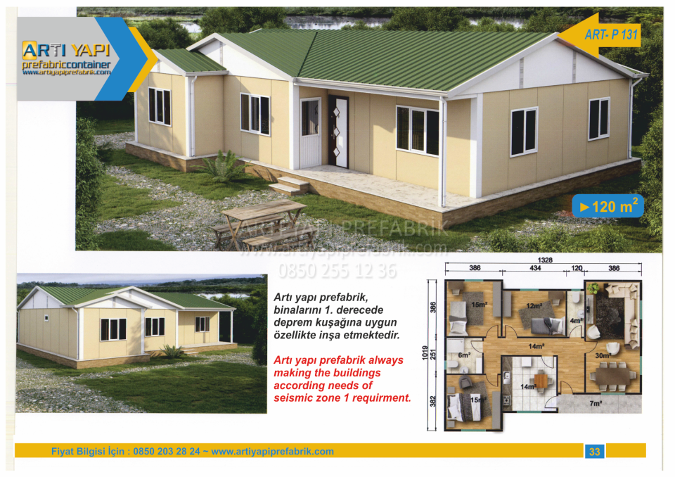 120m2 PREFABRİK EV MODEL NO : ARTP131