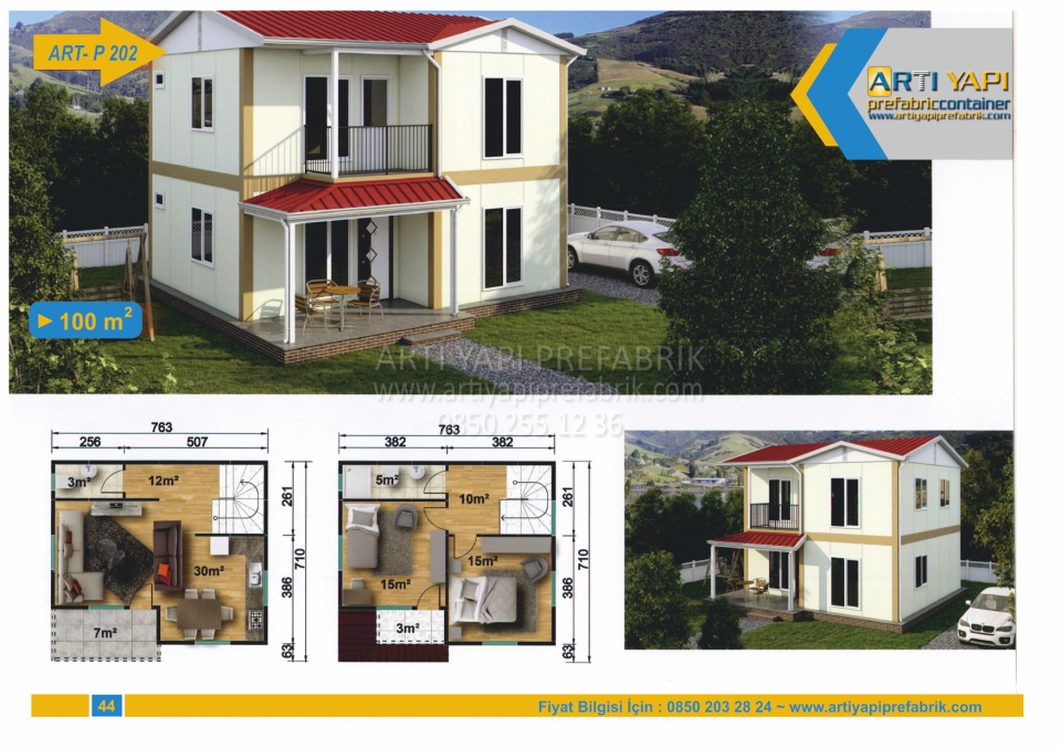 100m2 PREFABRİK EV MODEL NO : ARTP202
