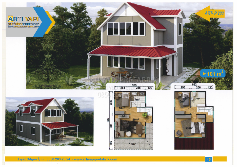 101m2 PREFABRİK EV MODEL NO : ARTP203