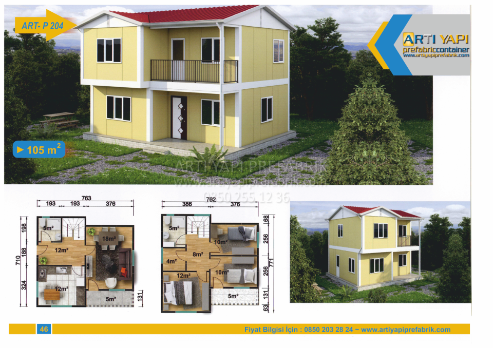 105m2 PREFABRİK EV MODEL NO : ARTP204
