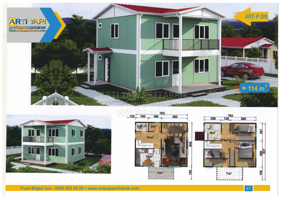 114m2 PREFABRİK EV MODEL NO : ARTP205