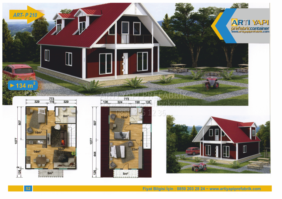 134m2 PREFABRİK EV MODEL NO : ARTP210