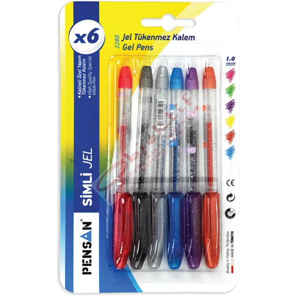 Pensan Tükenmez Kalem Jel Simli 1.0 MM Siyah 2280