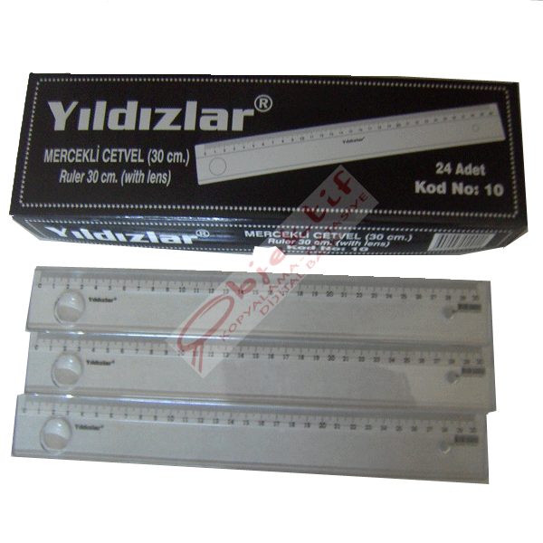 Yıldızlar Standart Cetvel Plastik Mercekli 30 CM 10