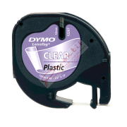 Dymo Letratag Şerit Plastik 12 MMx4 MT Şeffaf Üzerine Siyah 12267