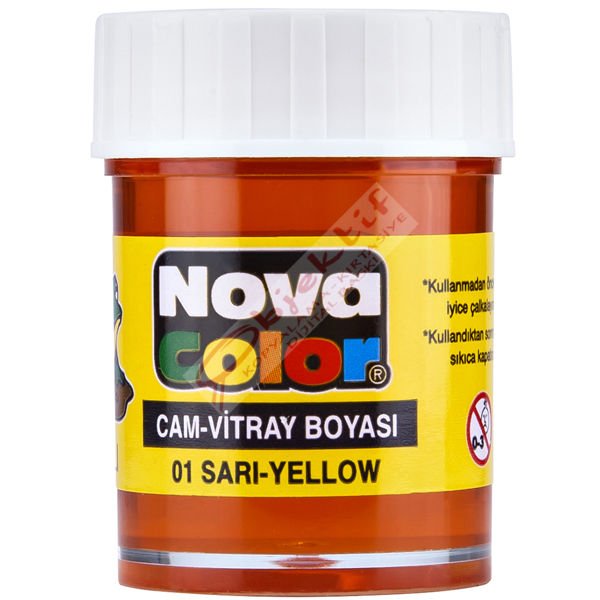 Nova Color Cam Boyası Su Bazlı Şişe Sarı NC-149