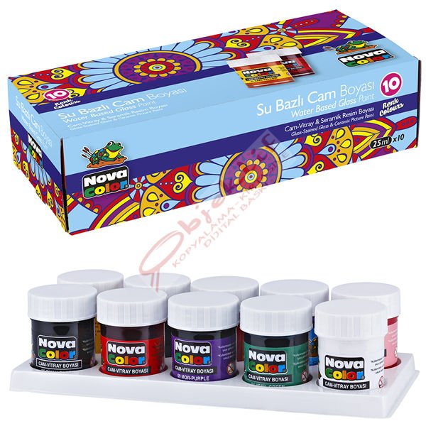 Nova Color Öğrenci Tipi Cam Boyası Su Bazlı 30 CC 10 Renk NC-199
