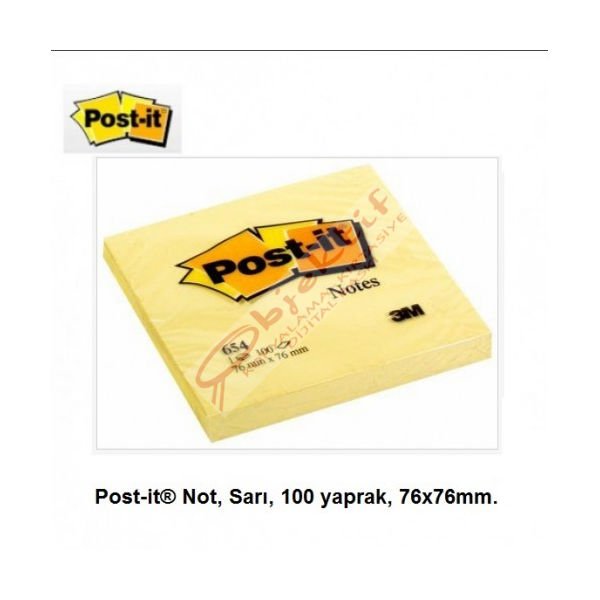 Post-it Yapışkanlı Not Kağıdı 100 YP 76x76 Sarı 654