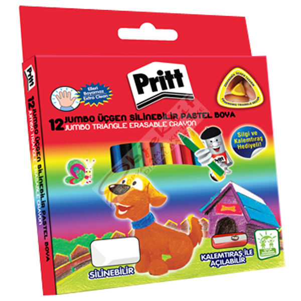 Pritt Pastel Boya Jumbo Silinebilir Üçgen 12 Lİ 1655739