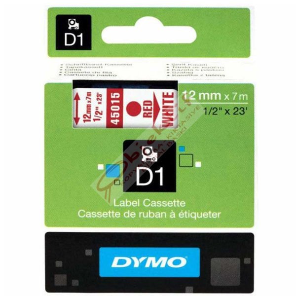 Dymo D1 Şerit Standart 12 MMx7 MT Beyaz Üzerine Kırmızı 45015