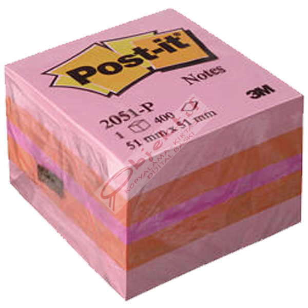 Post-it Yapışkanlı Not Kağıdı Küp Mini 52x52 Pembe 2051P