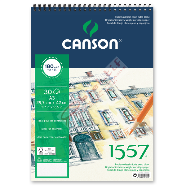 Canson 1557 Resim Ve Çizim Blok 180 GR A4 20 YP Üstten Spiralli