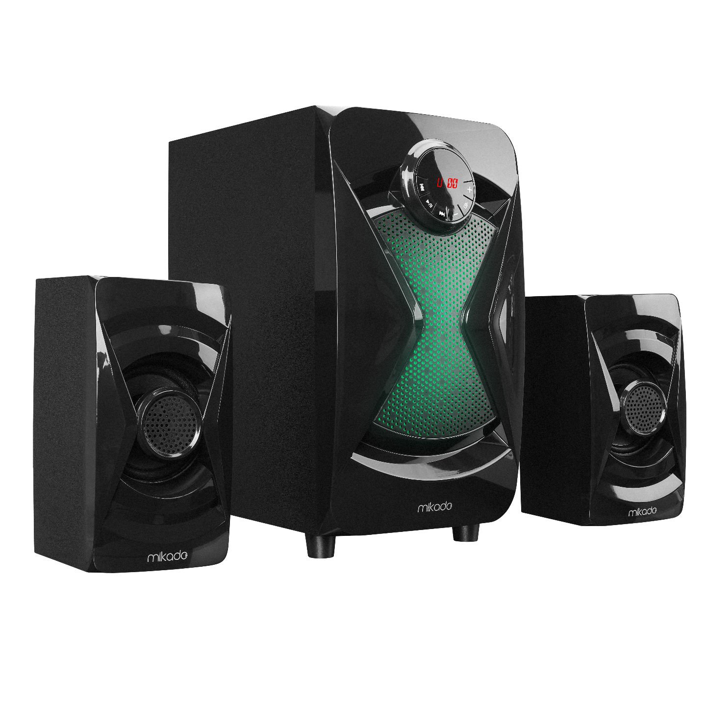 Mikado MD-370BT 2+1 38W Siyah BT/AUX/USB/FM/LED Işıklı Multimedia Speaker