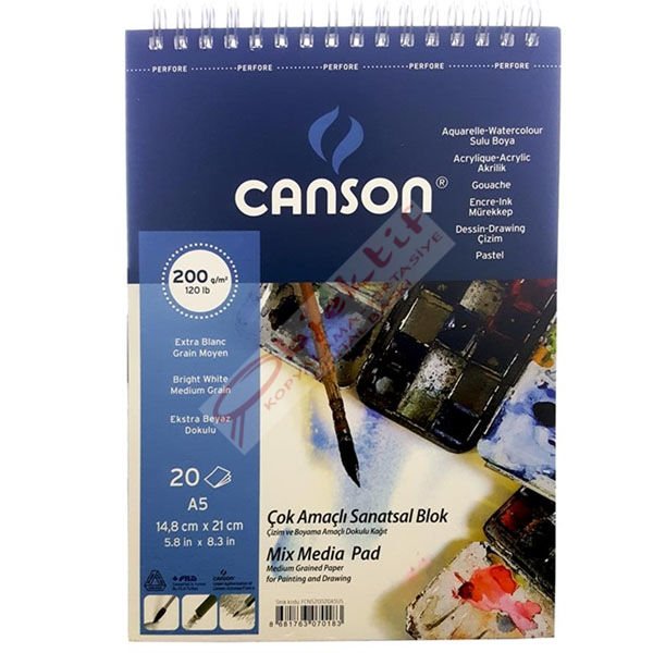 Canson Fınface Resim Blokları 200 Gr A5 20 YP Üstten Spriralli