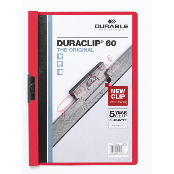 Durable Sıkıştırmalı Dosya DuraClip Ortadan Klipsli 60 Syf A4 Kırmızı 2209