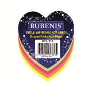 Rubenis Yapışkanlı Not Kağıdı Kalp Desenli Fosforlu 4 Renk RPS-114