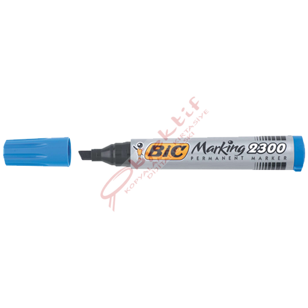 Bic Markör Permanent Kesik Uçlu Mavi 2300 06