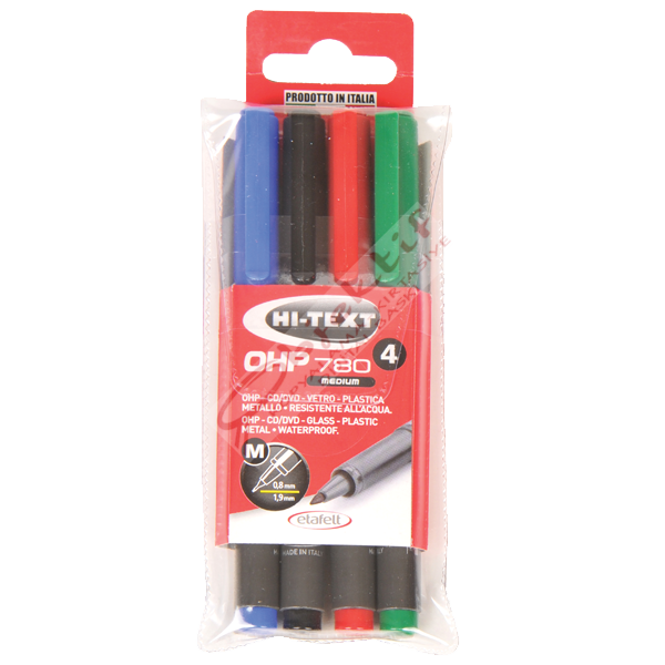 Hi-Text Asetat Kalemi Permanent M Seri 4 Renk 780M4PVC