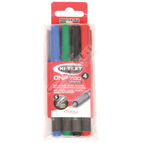 Hi-Text Asetat Kalemi Permanent S Seri 4 Renk 780S4PVC