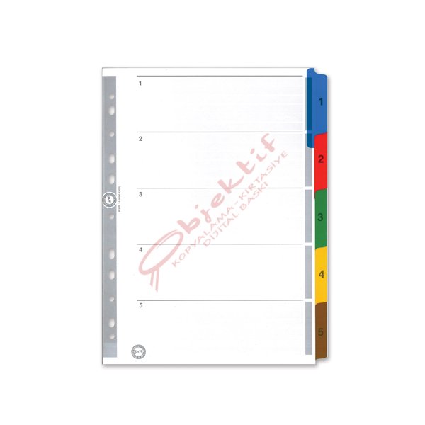 Serve Seperatör 1-5 Rakamlı Renkli A4 SV5523K