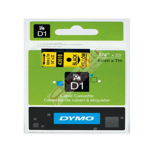 Dymo D1 Şerit Standart 6 MMx7 MT Sarı Üzerine Siyah 43618 S0720790